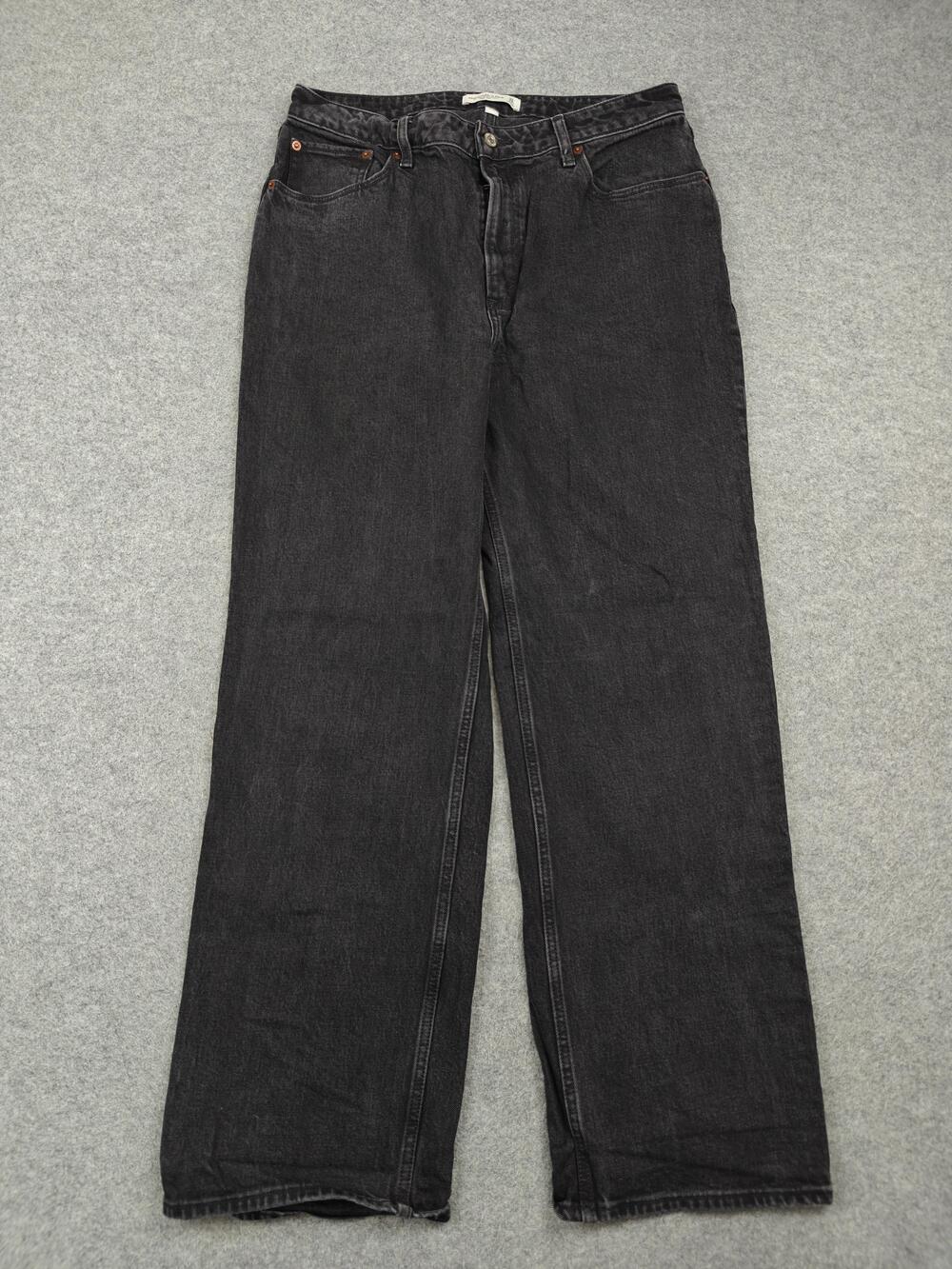Abercrombie & Fitch 90s Relaxed Jeans Womens 14 Straight Charcoal High Rise 32